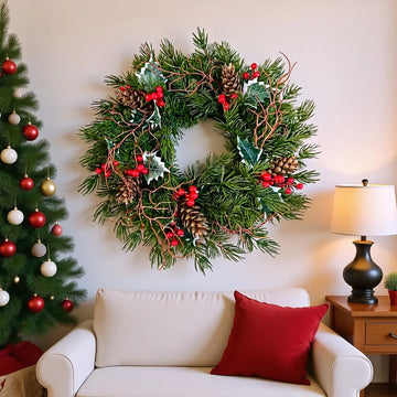 Lumié BerryBloom™ — Red Berry Christmas Front Door Wreath